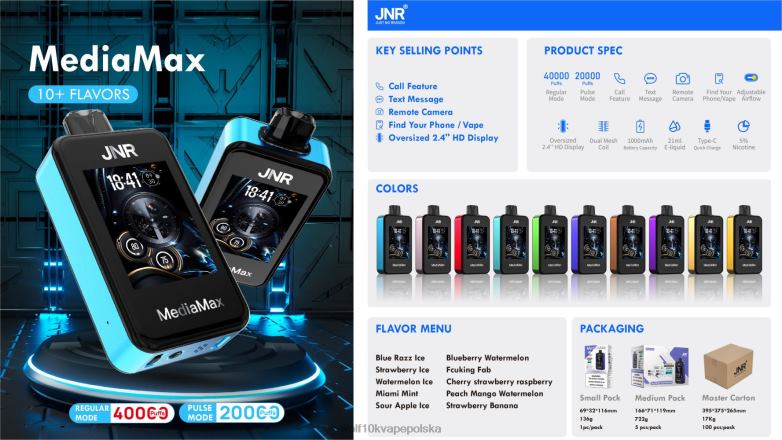 JNR MediaMax zadycha 40 tys kwaśny lód jabłkowy 822PZ20 Jnr Vape Nicotine Content